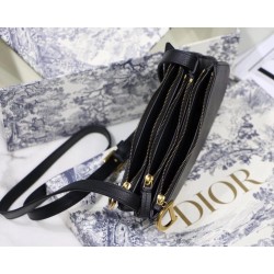 Dior Saddle Trio Pouch With Strap In Black Calfskin 676