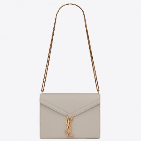 Saint Laurent Cassandra Clasp Bag In Blanc Grained Leather 926