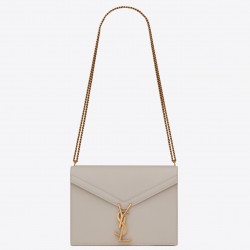 Saint Laurent Cassandra Clasp Bag In Blanc Grained Leather 926