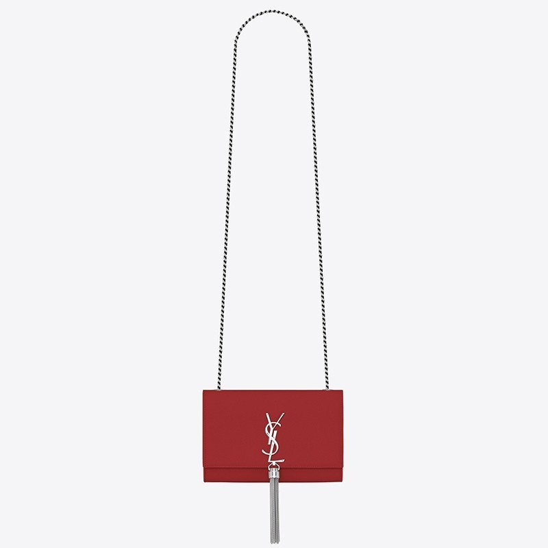 Saint Laurent Small Kate Tassel Bag In Red Grained Leather 691