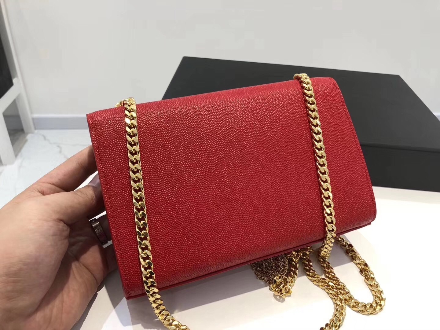 Saint Laurent Small Kate Tassel Bag In Red Grained Leather 691