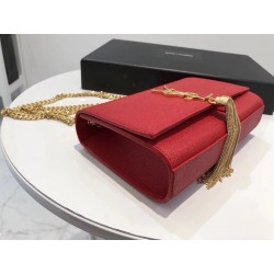 Saint Laurent Small Kate Tassel Bag In Red Grained Leather 691