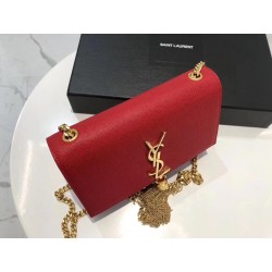 Saint Laurent Small Kate Tassel Bag In Red Grained Leather 691