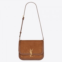 Saint Laurent Solferino Medium Soft Bag In Brown Suede 739