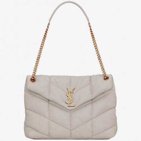 Saint Laurent Loulou Puffer Medium Bag In Ivory Lambskin 760