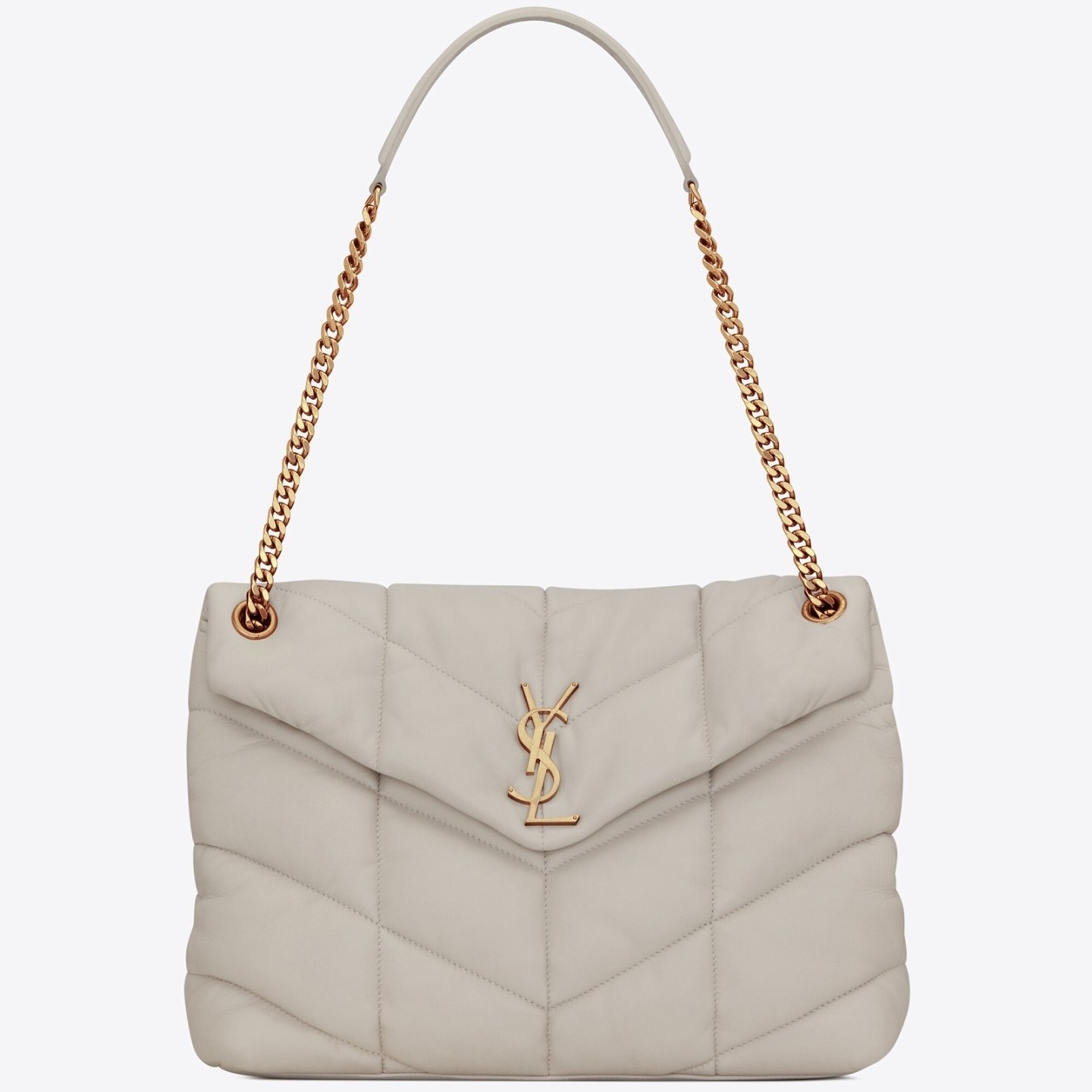 Saint Laurent Loulou Puffer Medium Bag In Ivory Lambskin 760