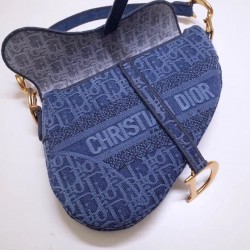 Dior Saddle Bag In Denim Blue Dior Oblique Canvas 870