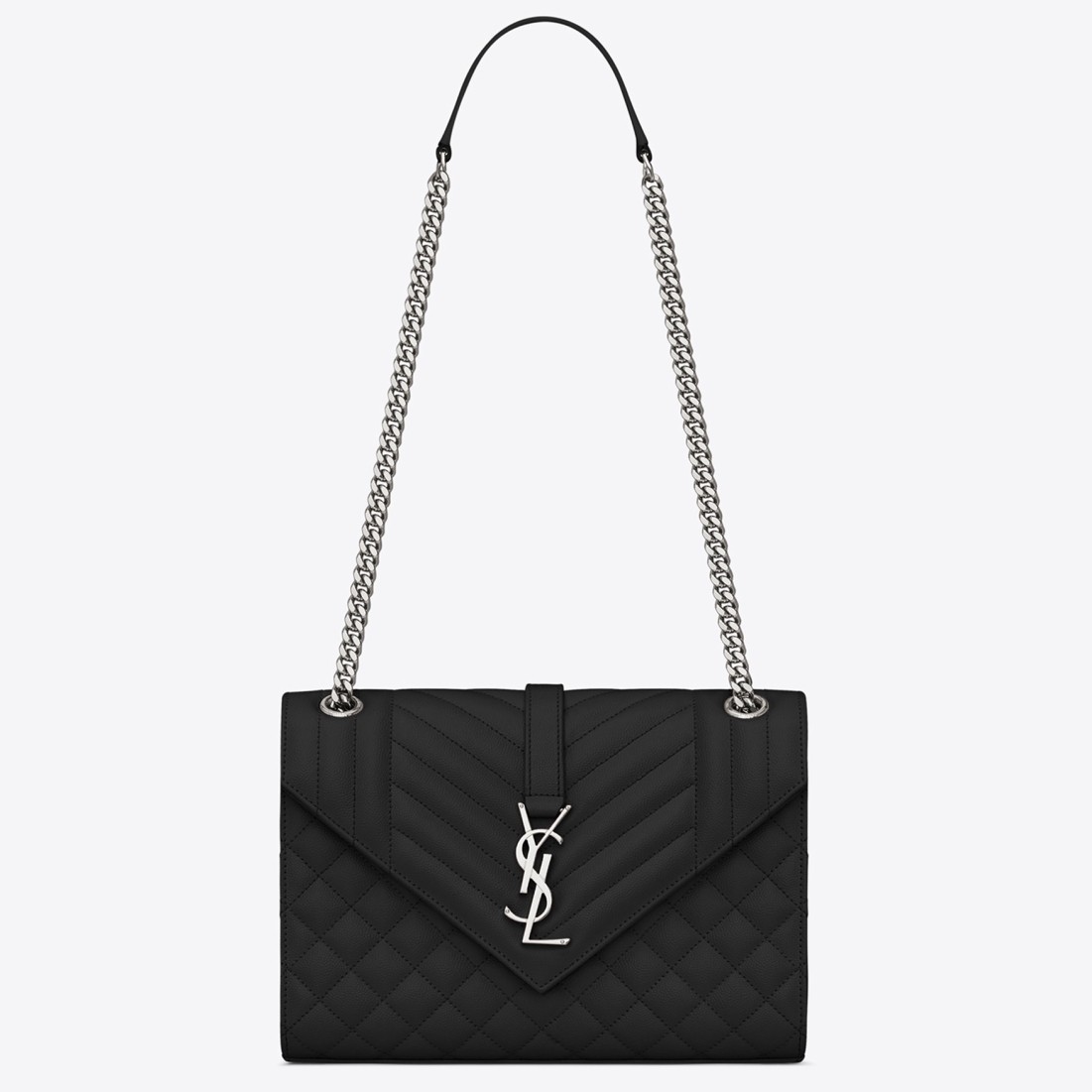 Saint Laurent Medium Envelope Bag In Noir Grained Leather 787