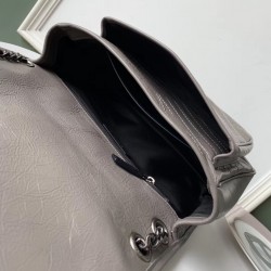 Saint Laurent Medium Niki Bag In Grey Crinkled Leather 803