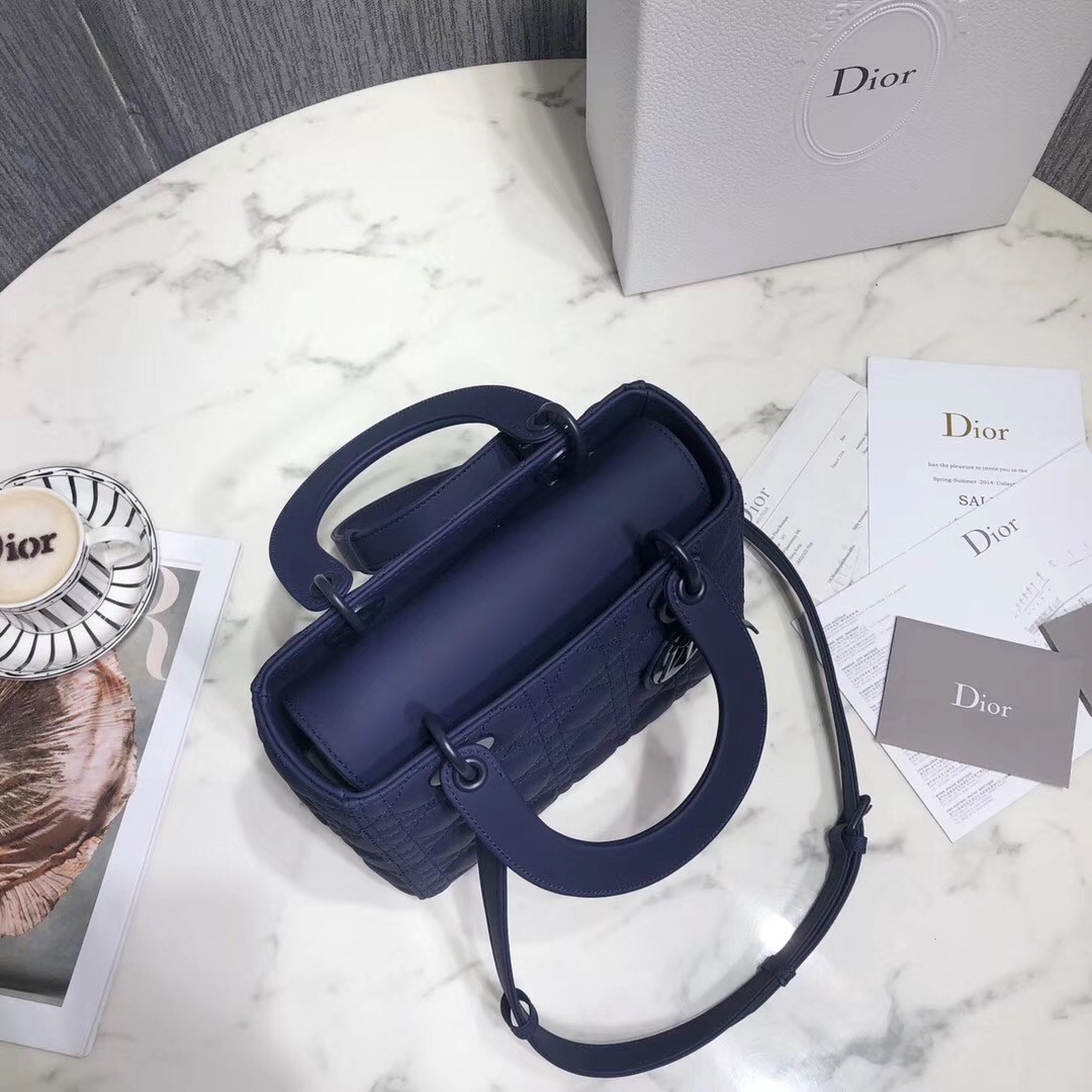 Dior Medium Lady Dior Bag In Indigo Blue Ultra Matte Calfskin 935