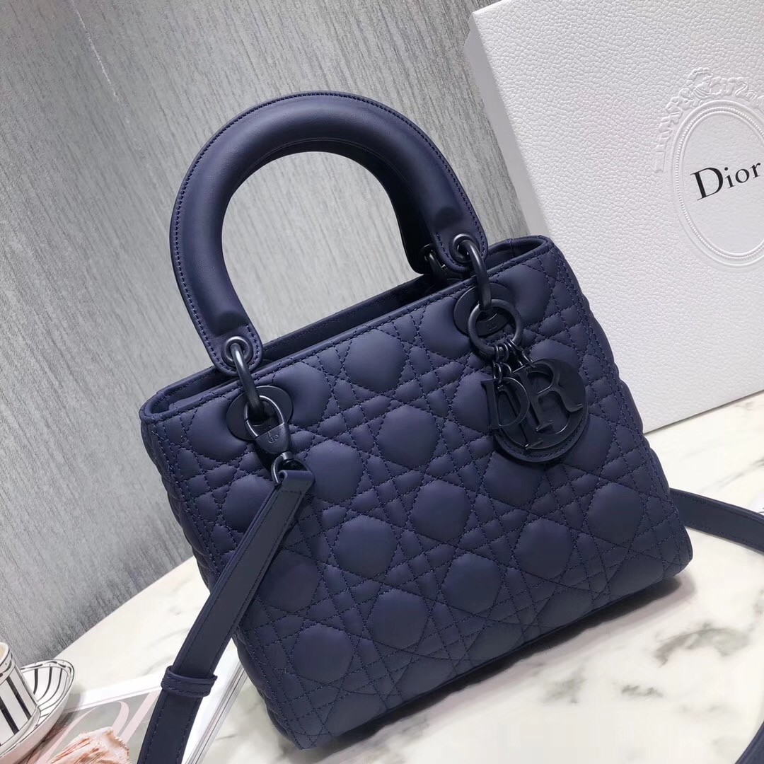 Dior Medium Lady Dior Bag In Indigo Blue Ultra Matte Calfskin 935