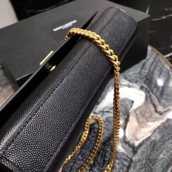 Saint Laurent Small Kate Bag In Black Grained Leather 575