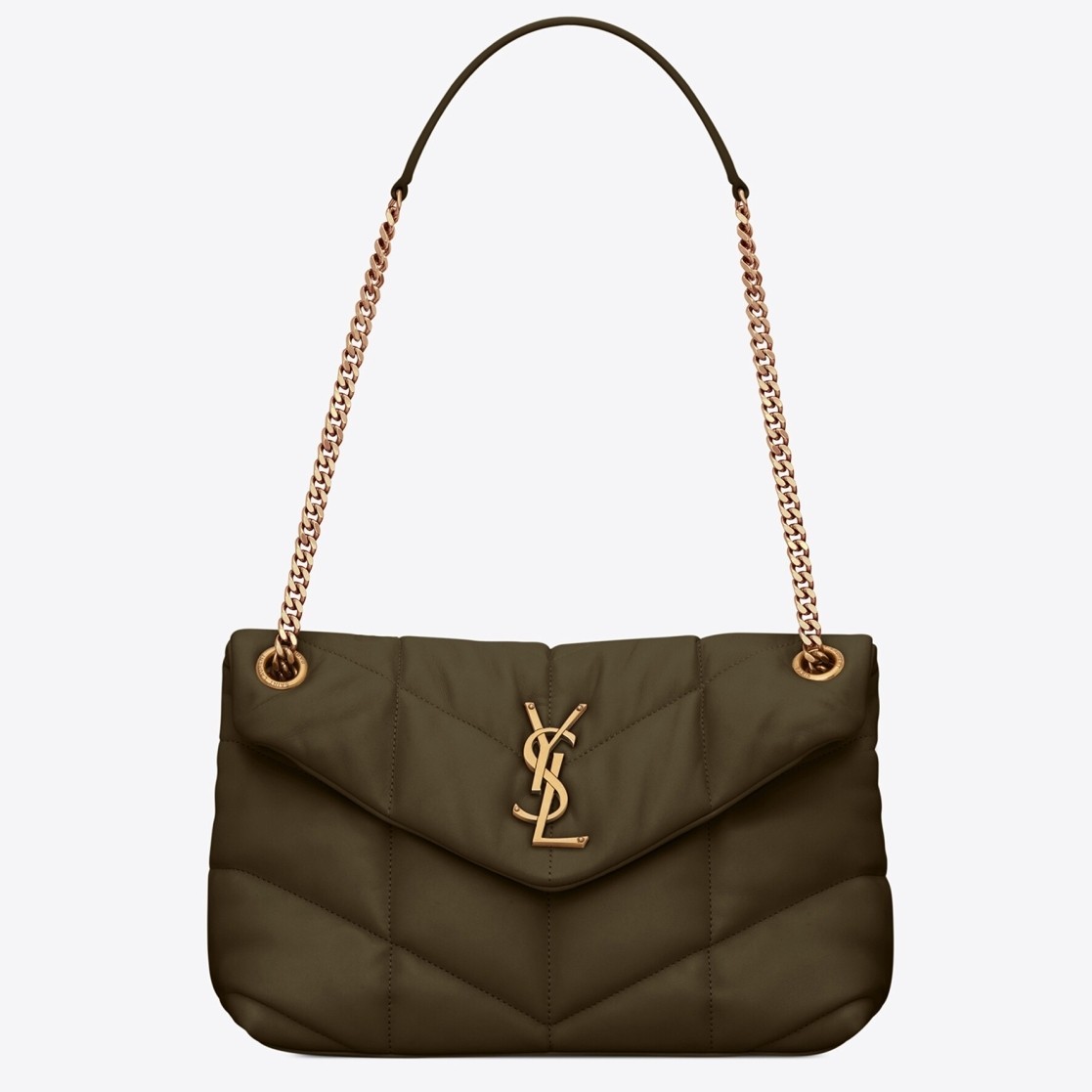 Saint Laurent Loulou Puffer Small Bag In Green Lambskin 591