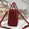 Dior Medium Lady Dior Bag In Cherry Ultra Matte Calfskin 208