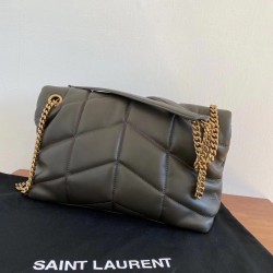 Saint Laurent Loulou Puffer Small Bag In Green Lambskin 591