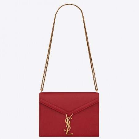 Saint Laurent Cassandra Clasp Bag In Red Grained Leather 621