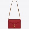 Saint Laurent Cassandra Clasp Bag In Red Grained Leather 621