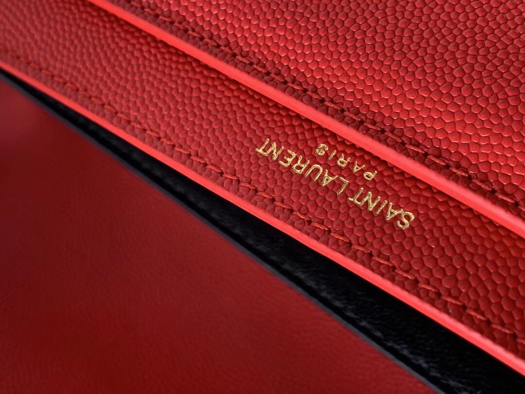 Saint Laurent Cassandra Clasp Bag In Red Grained Leather 621