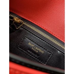 Saint Laurent Cassandra Clasp Bag In Red Grained Leather 621