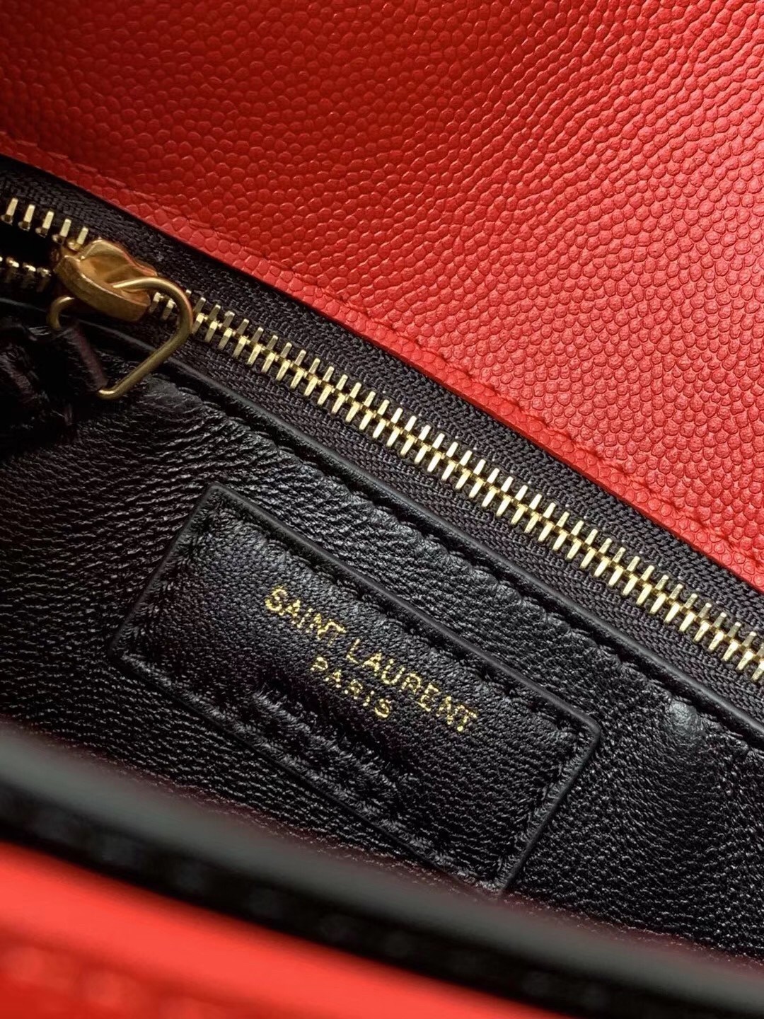 Saint Laurent Cassandra Clasp Bag In Red Grained Leather 621