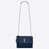 Saint Laurent Sunset Medium Bag In Blue Crocodile Embossed Leather 639