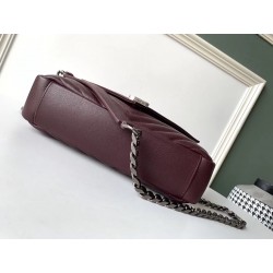 Saint Laurent College Medium Bag In Burgundy Matelasse Leather 796