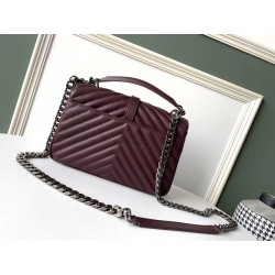 Saint Laurent College Medium Bag In Burgundy Matelasse Leather 796