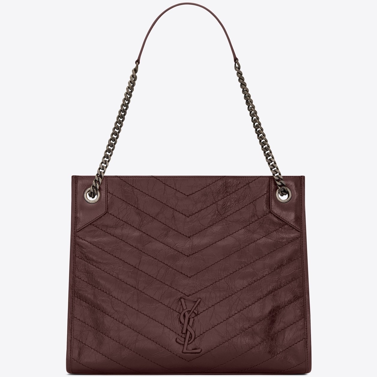 Saint Laurent Medium Niki Shopping Bag In Bordeaux Leather  923