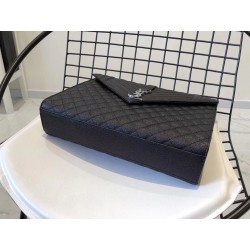 Saint Laurent Envelope Large Bag In Noir Grained Leather 938