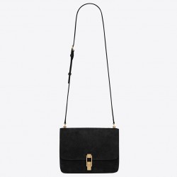 Saint Laurent Carre Satchel Bag In Black Suede Leather 457