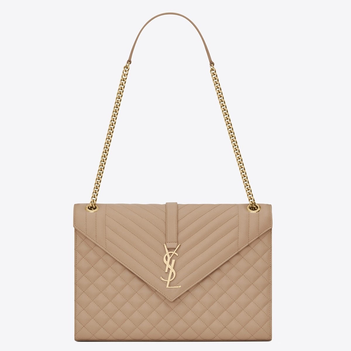 Saint Laurent Envelope Large Bag In Beige Matelasse Grained Leather 240