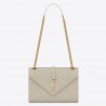 Saint Laurent Medium Envelope Bag In White Grained Leather 287