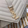 Saint Laurent Medium Envelope Bag In White Grained Leather 287