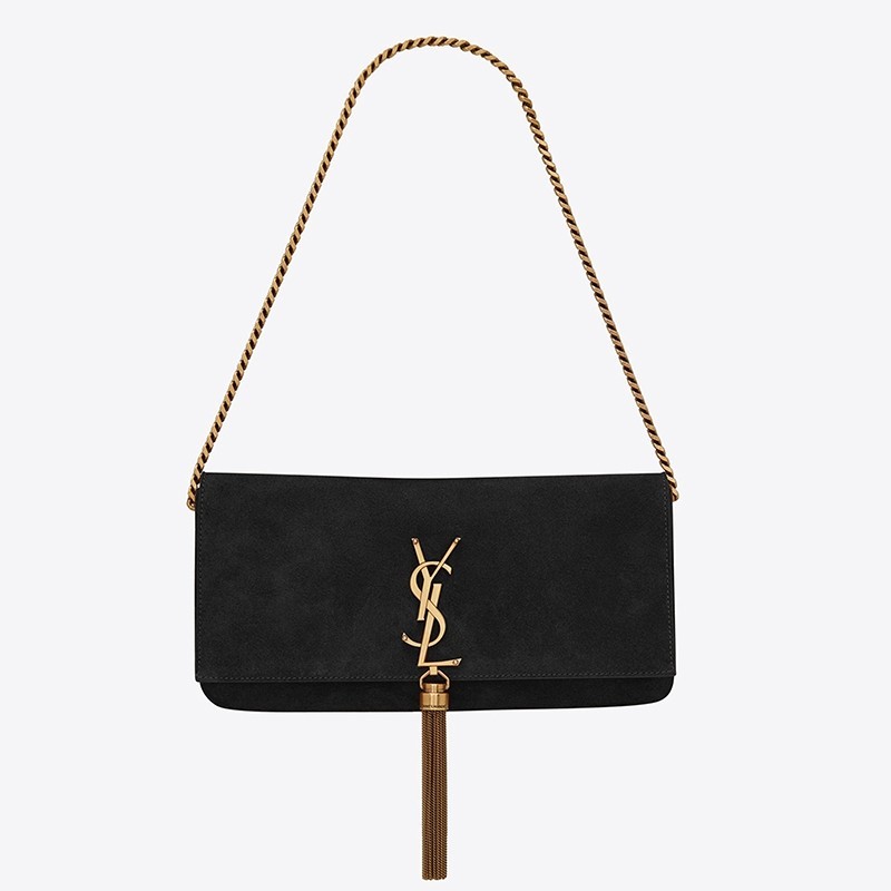 Saint Laurent Kate 99 Shoulder Bag In Black Suede 328