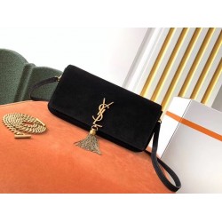 Saint Laurent Kate 99 Shoulder Bag In Black Suede 328