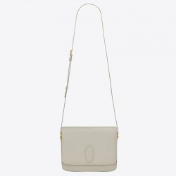 Saint Laurent LE 61 Medium Saddle Bag In White Leather 363