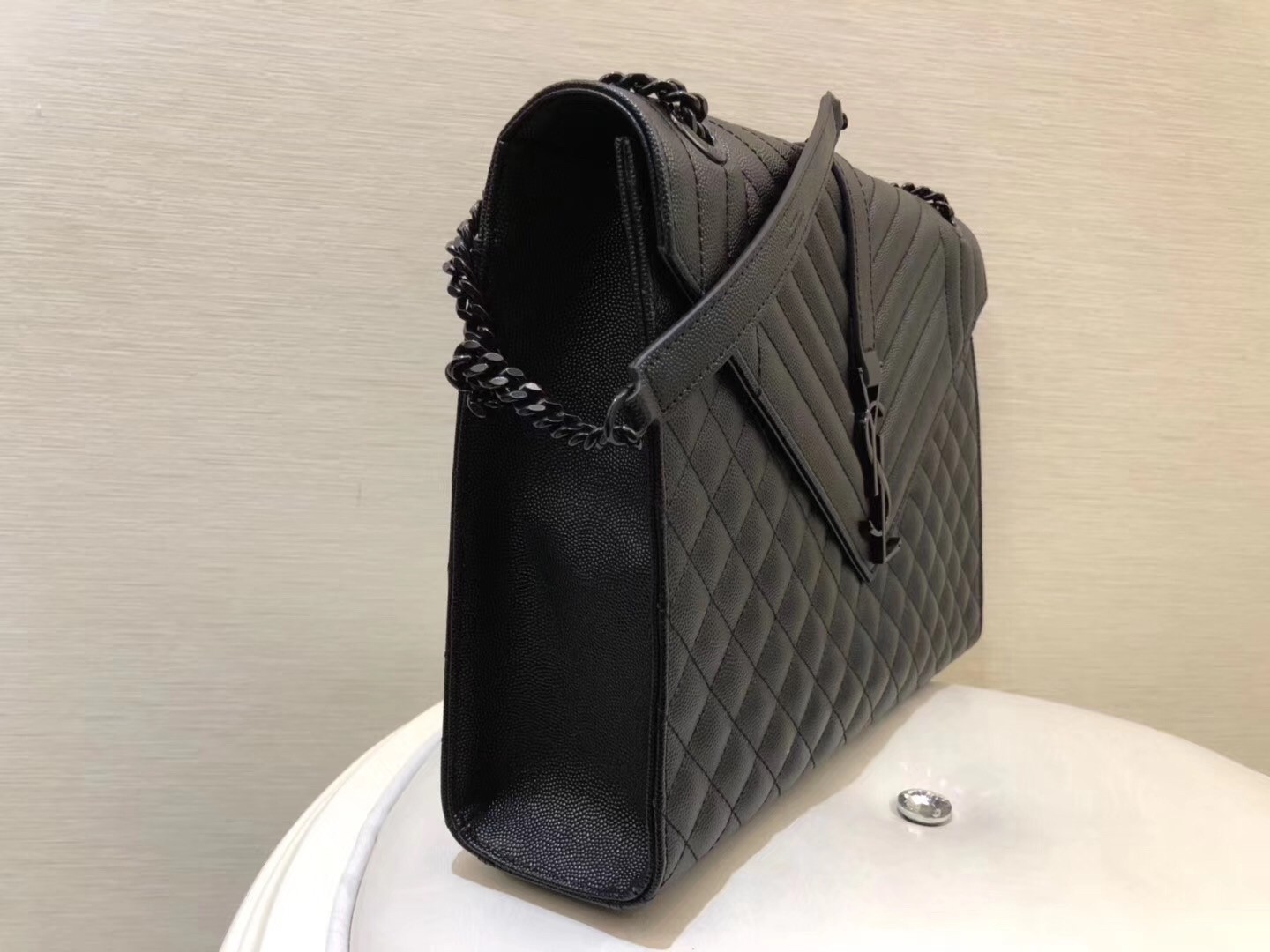 Saint Laurent Large Envelope All Black Bag 001