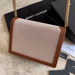 Saint Laurent Cassandra Clasp Bag In Beige Canvas 032