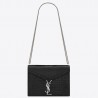 Saint Laurent Cassandra Clasp Bag In Black Croc-Embossed Leather 445