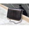 Saint Laurent Cassandra Clasp Bag In Black Croc-Embossed Leather 445