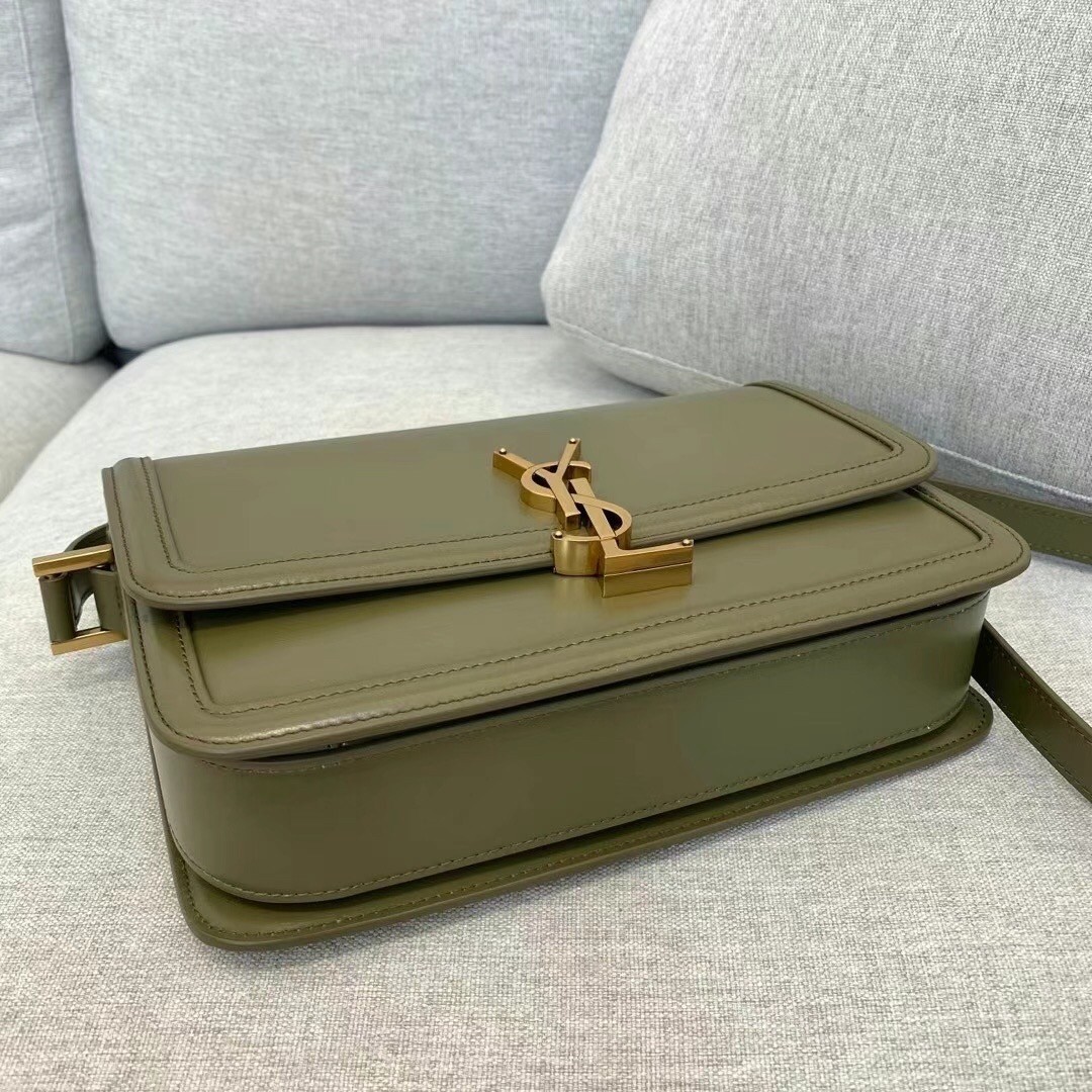 Saint Laurent Solferino Medium Bag In Khaki Calfskin 461