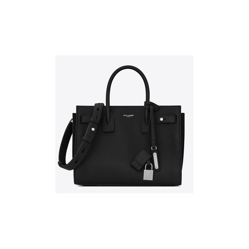 Saint Laurent Baby Sac de Jour Souple Bag In Black Grained Leather 525