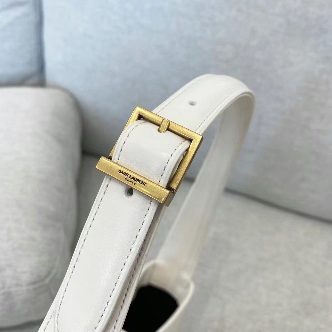 Saint Laurent Le 5 À 7 Hobo Bag In White Leather 569