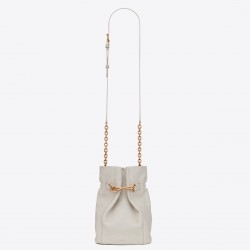 Saint Laurent Le Maillon Hook Bucket Bag In White Lambskin 667