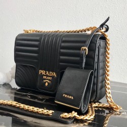 Prada Medium Diagramme Flap Bag In Black Calfskin 863