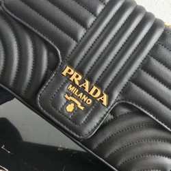 Prada Medium Diagramme Flap Bag In Black Calfskin 863