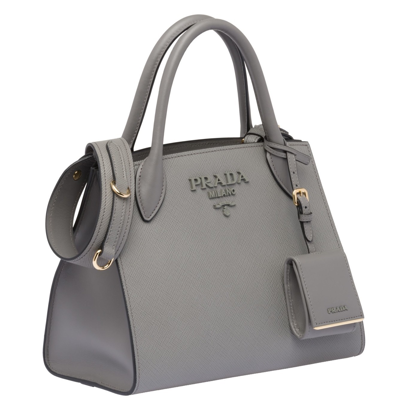 Prada Monochrome Bag In Grey Saffiano Leather 887