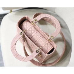 Dior Medium Lady D-Lite Bag In Pink Embroidered Canvas 578