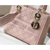 Dior Medium Lady D-Lite Bag In Pink Embroidered Canvas 578