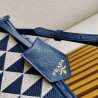 Prada Symbole Micro Bag In White/Blue Jjacquard Fabric 234